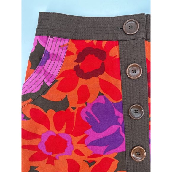 Boden Floral Boho Button Front Mini Skirt Cotton Size 10 - Picture 4 of 10